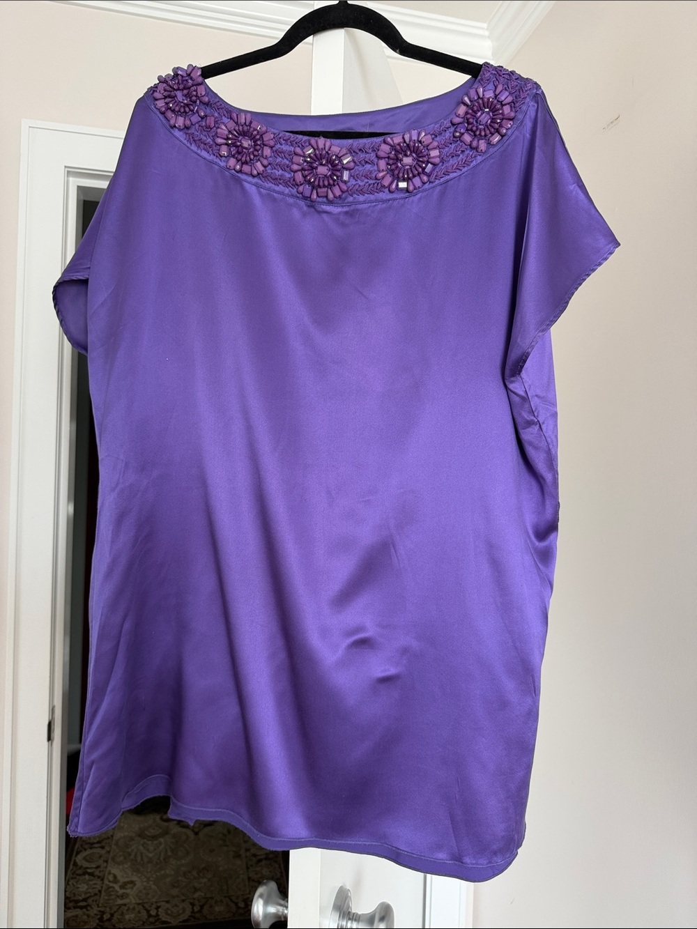 Alice + Olivia Purple Embellished Boatneck mini dress size S